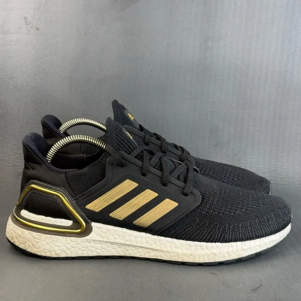 adidas Ultra Boost 20 Black Gold White athletic sneaker shoes men's size 10